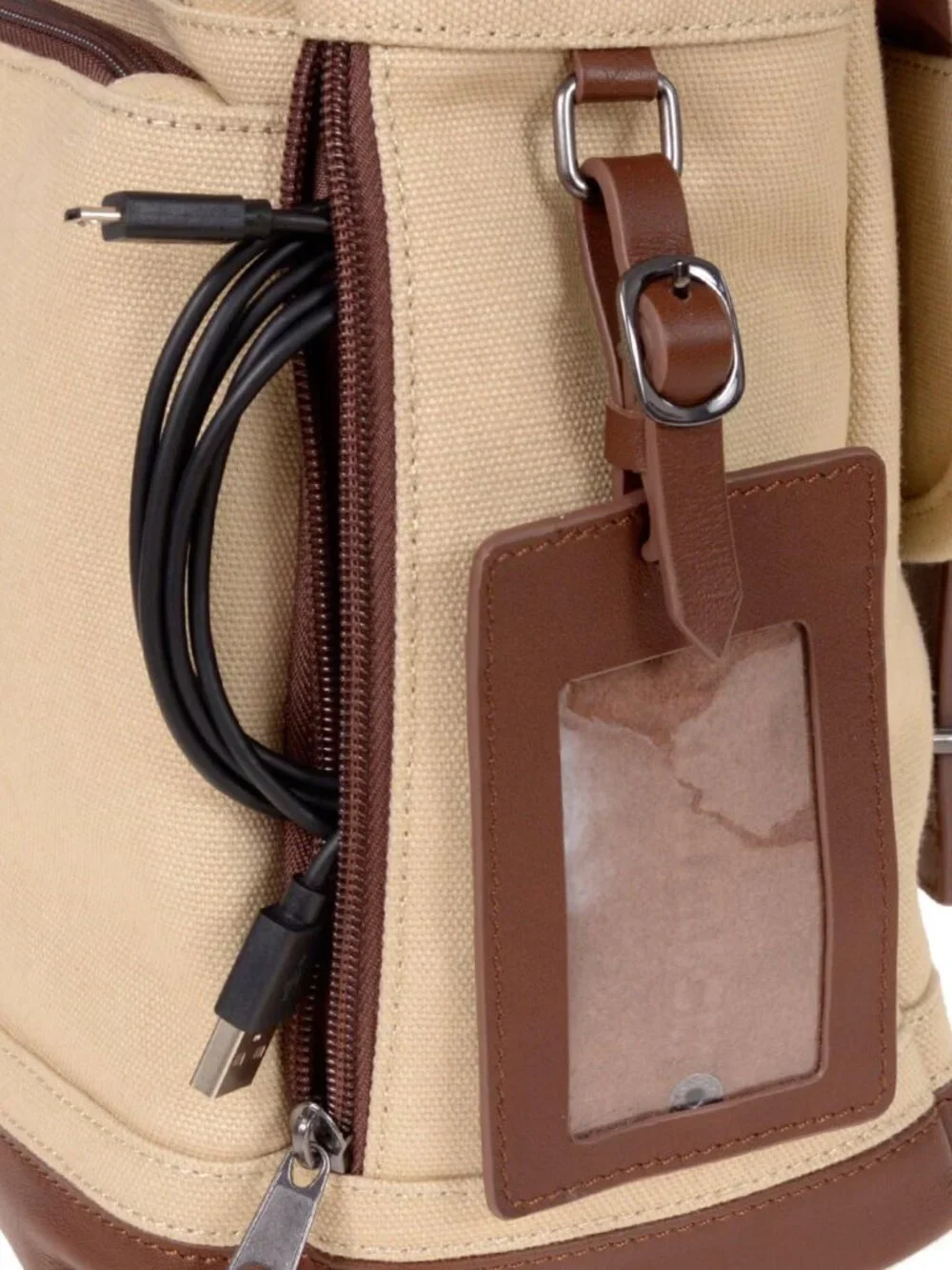 Renwick Canvas & Leather Messenger Bag Tan Laptop Briefcase Crossbody Satchel
